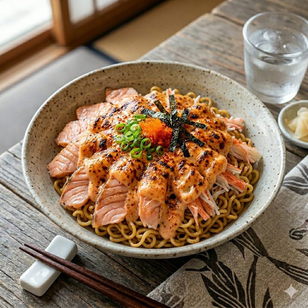 Indomie Mentai Kani Salmon Rice Bowl Boss